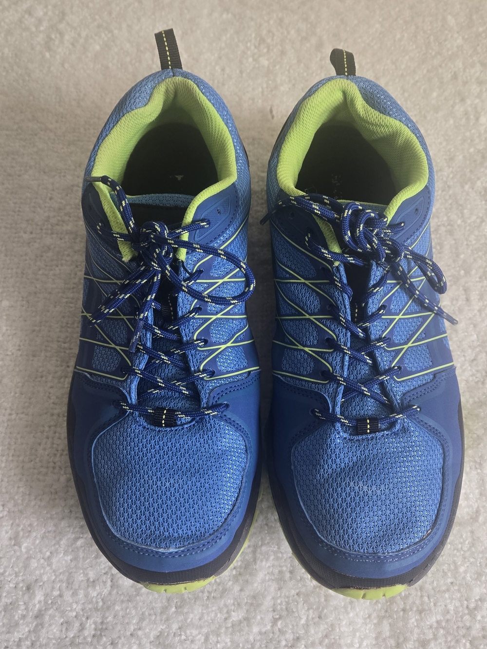Mountain Warehouse Men's Size 11 Trail Walking Shoes, Blue with Yellow Sole